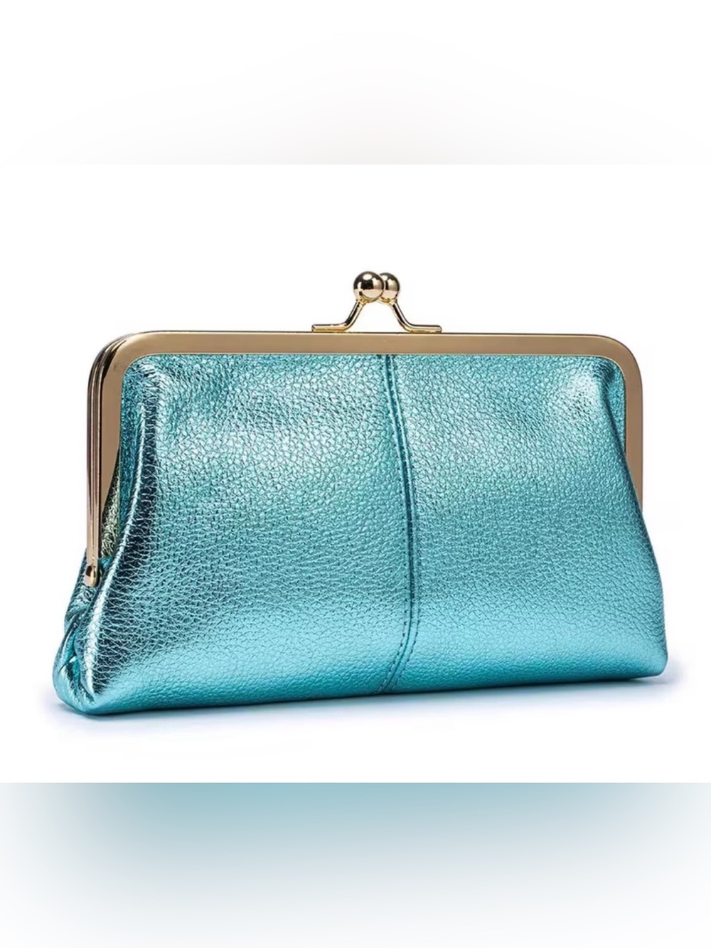 Metallic Aqua Blue Clutch Bag